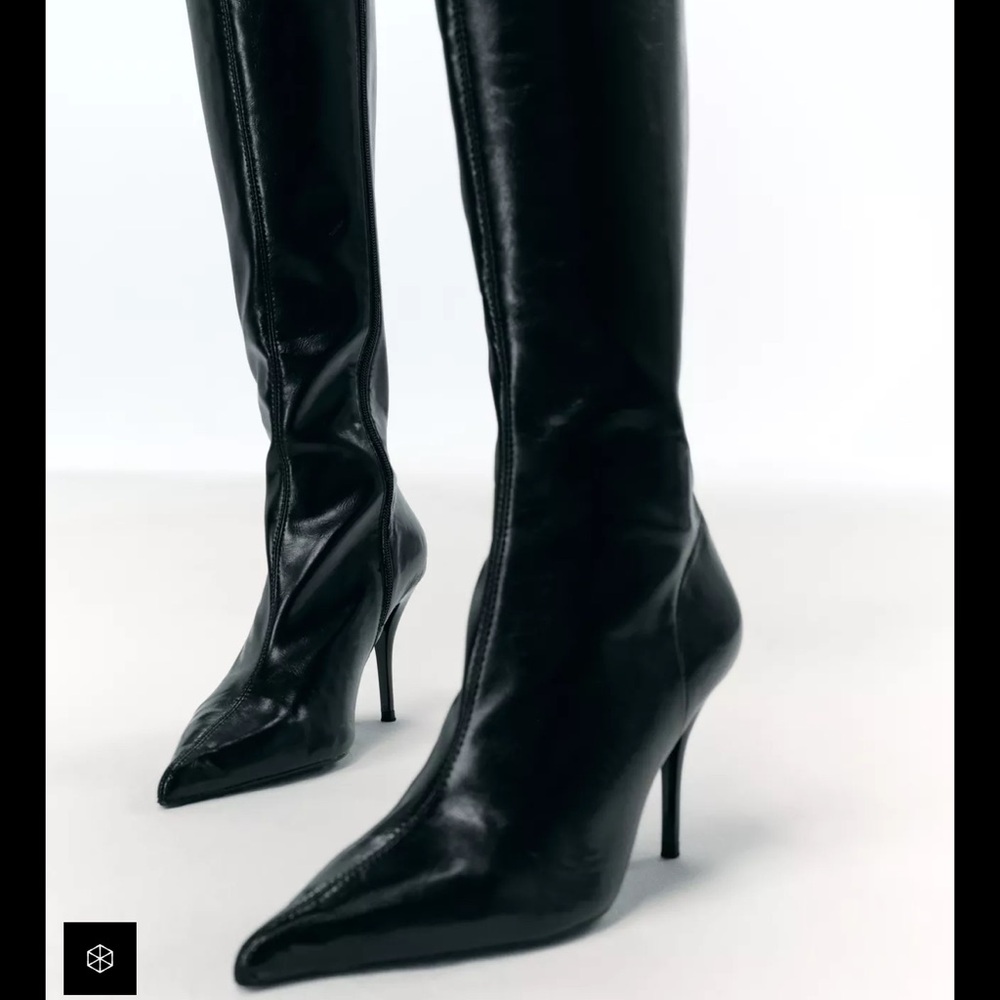 Zara Elegant Black Heeled Boots